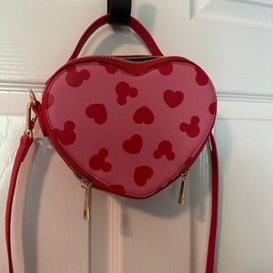 Heart-Shaped Red and Pink Crossbody Bag